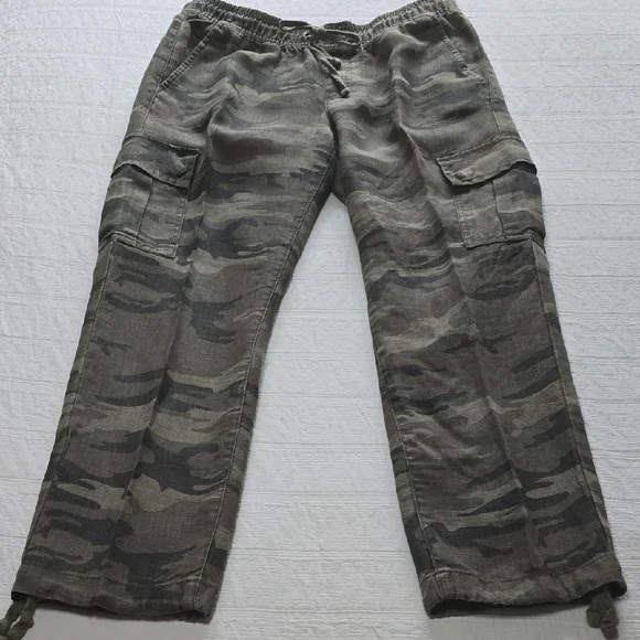 SANCTUARY X Anthropologie Discoverer Linen Camo Cargo Pants Size XS - Picture 2 of 16